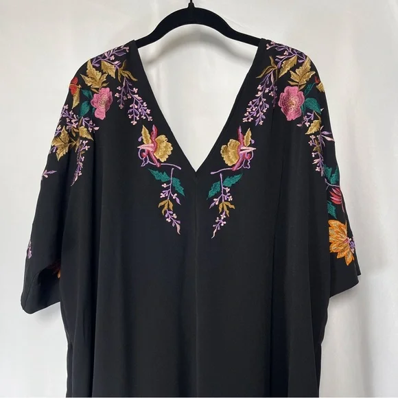 eShakti Wayward Fancies Black Embroidered Floral Maxi Dress - Picture 7 of 10